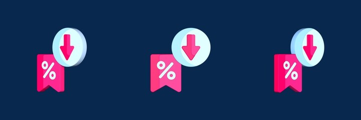 Fototapeta premium discount increase and decrease 3D icon