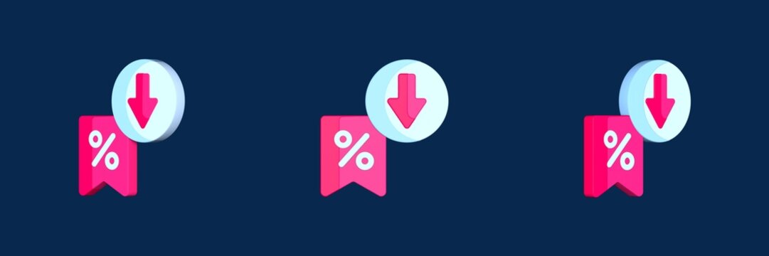 discount increase and decrease 3D icon