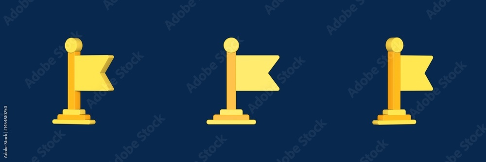 Poster flag map and navigation 3d icon