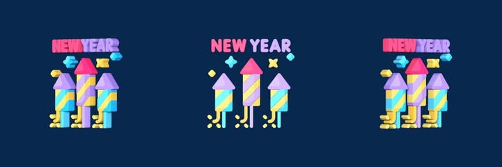 fireworks new year 3D icon