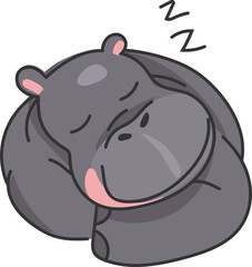 Yawning Hippo Illustration in Relaxed Pose for Kids Theme