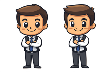 Adorable Anime Manga Businessman Portrait Crossed Arms Suit