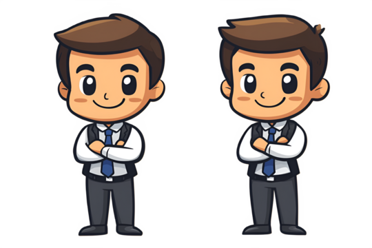 Adorable Anime Manga Businessman Portrait Crossed Arms Suit