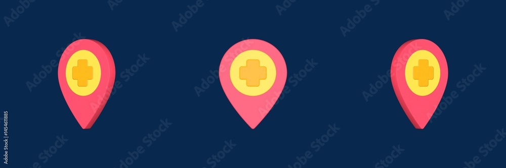 Poster map map and navigation 3d icon