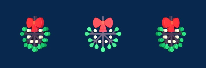 mistletoe christmas decoration 3D icon