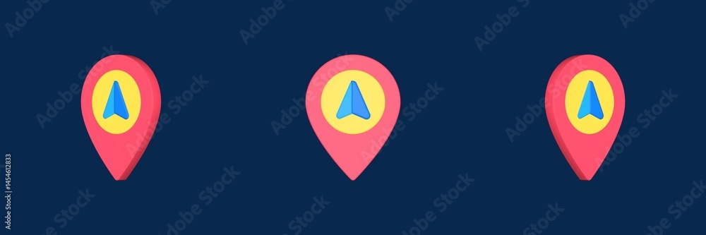 Poster pin map and navigation 3d icon