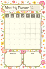 Back to school daily weekly monthly planner with floral flower decoration background journal list memo classroom timetable schedule for kids student teacher in purple pink hand drawing template