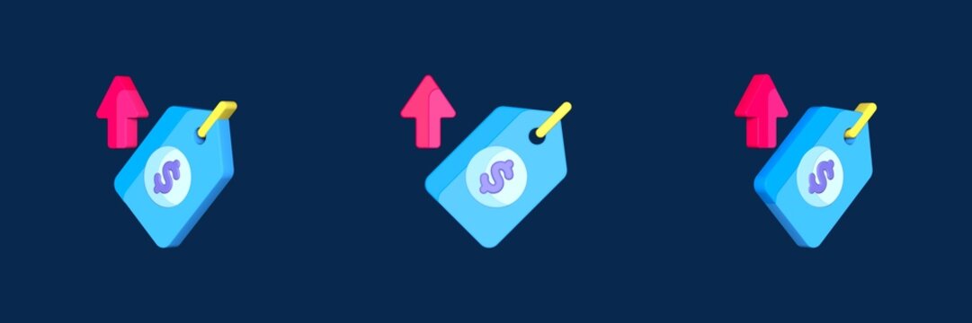 price tag increase and decrease 3D icon