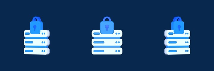 server cyber security 3D icon