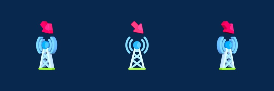 signal increase and decrease 3D icon
