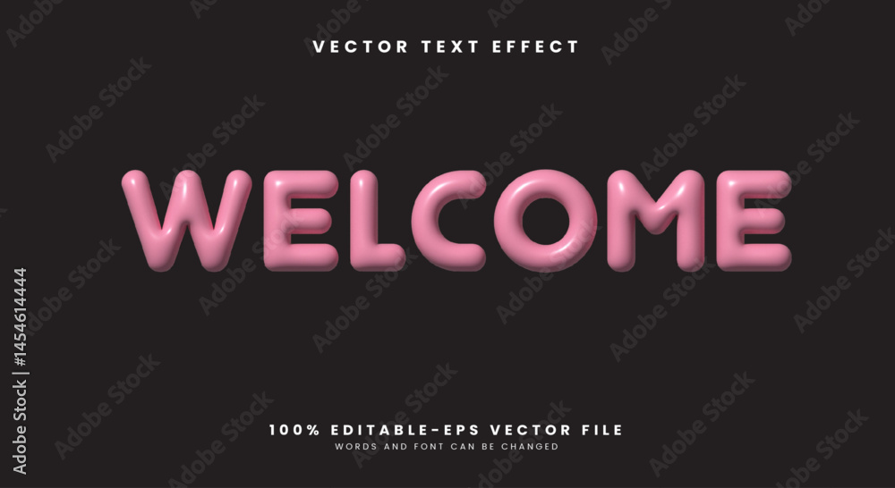 Poster welcome 3d inflated style editable text effect template