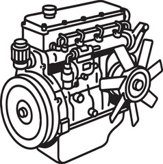 vector illustration of a diesel engine.