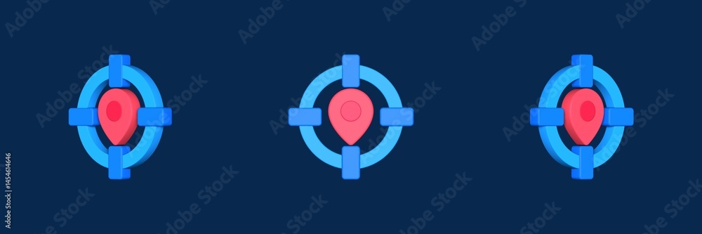 Aufkleber target map and navigation 3d icon