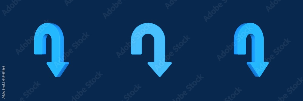 Poster u turn map and navigation 3d icon