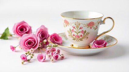 Fototapeta premium Delicate Teacup and Saucer for a Mother's Day Celebration