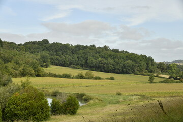 Champs de maïs et collines boisées près du bourg de Champagne au Périgord Vert  © Photocolorsteph