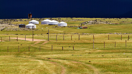 Mongolian Yurt and Camp of nomadic people	