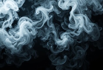 Obraz premium Abstract white smoke swirling on a dark background. Ideal for product presentation, vapor themes, mystery visuals, and creative digital art designs