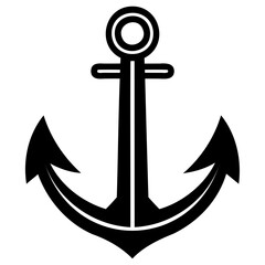 Anchor nautical vector simple black and white sea ocean marine ship boat symbol graphic design illustration 100 isolated on transparent background