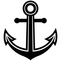 Download high resolution black and white anchor vector graphic for nautical themes and marine illustrations isolated on transparent background