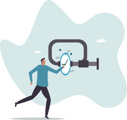 Time pressure or running out of time, stress or anxiety to finish work within aggressive deadline or time management .character for design.