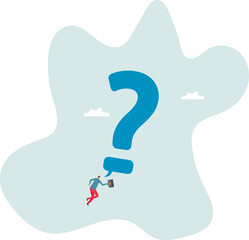 Asking business question to find answer or solution, speak out loud to get support for work problem.character for design.