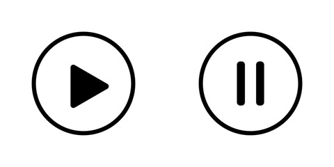 Play and pause button icons set for media player