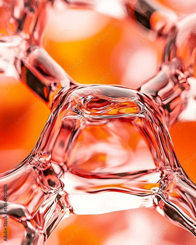 Aufkleber close-up of a translucent, honeycomb-like structure with a warm, orange hue. the image showcases the