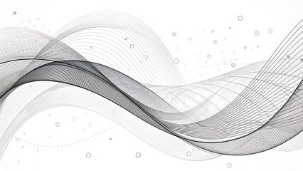 Minimalistic Abstract Wave Background in Grayscale – Flowing Line Art for Modern Design

