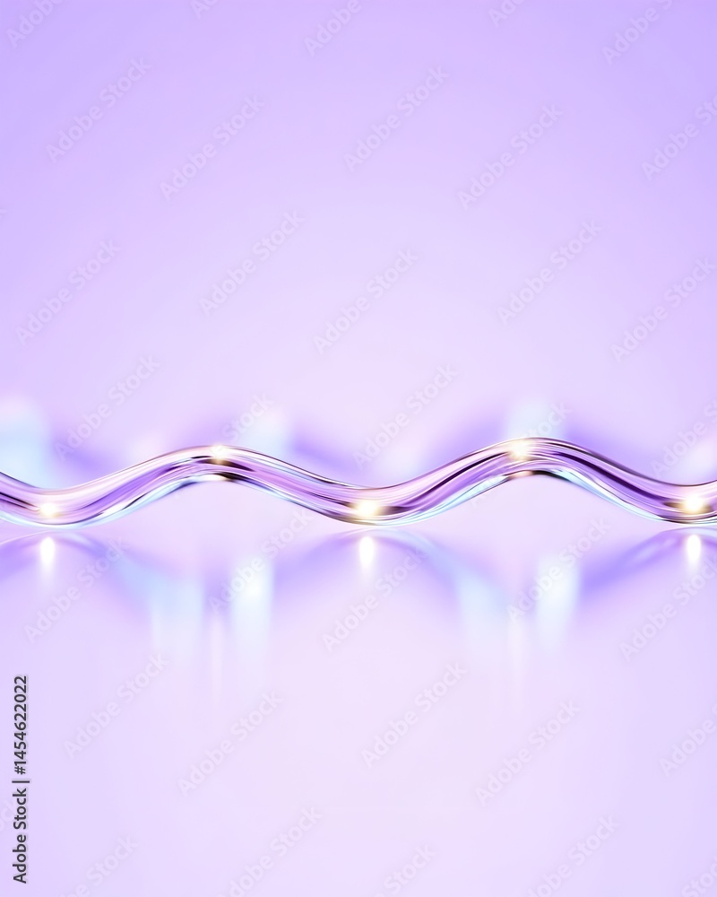 Poster iridescent light string in gentle waves on lavender background