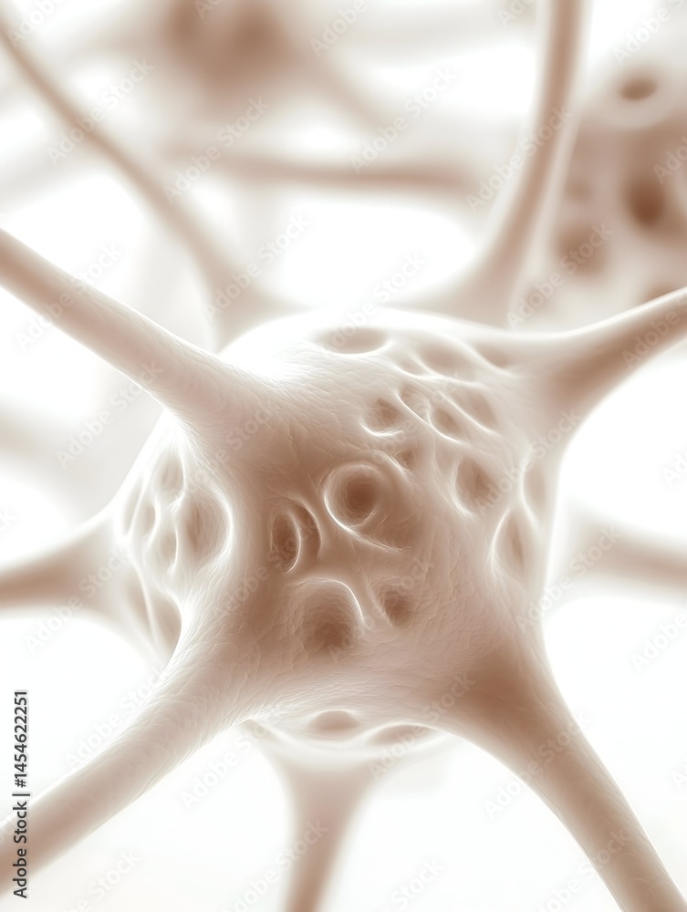 Aufkleber microscopic view of a neuron with multiple branching dendrites and a central soma, exhibiting a deta