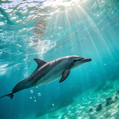 Fototapeta premium Sunlit Dorsal Fin Glide