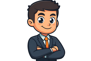 Adorable Anime Businessman Illustration  Optimistic Leader in Suit