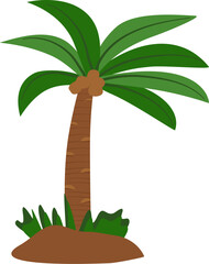 Lush Green Palm Tree on Tropical Island Illustration
