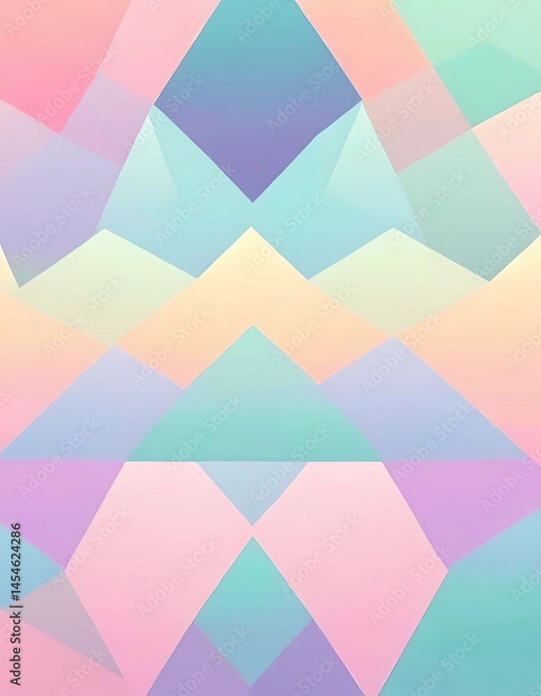 Poster intricate geometric patterns unfold in a captivating blend of pastel hues, harmonizing to create a s