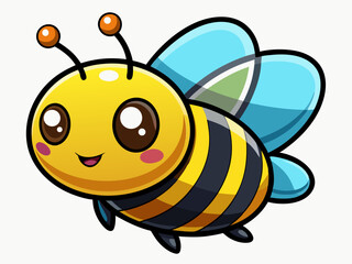 Adorable Cartoon Bee Illustration Happy Smiling Insect