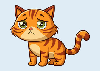 Obraz premium Sad Orange Tabby Cat Cartoon Illustration