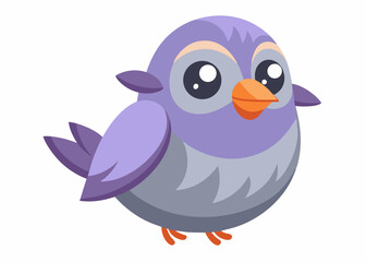 Adorable Cartoon Purple Bird Illustration for Kids