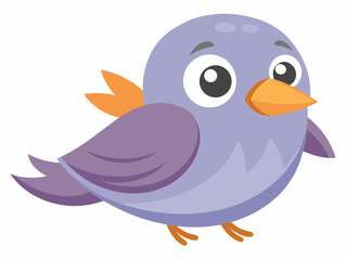 Adorable Purple Cartoon Bird Illustration for Kids