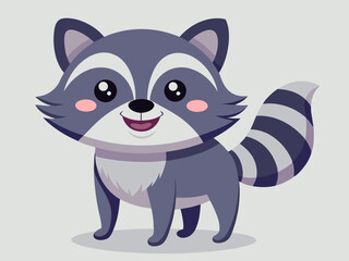 Adorable Cartoon Raccoon Illustration Happy Animal Character Design
