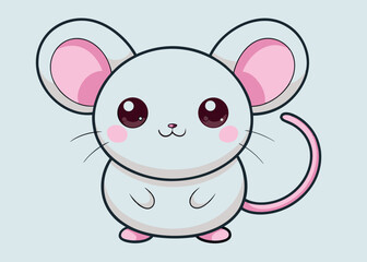 Adorable Cartoon Mouse Illustration Kawaii Style