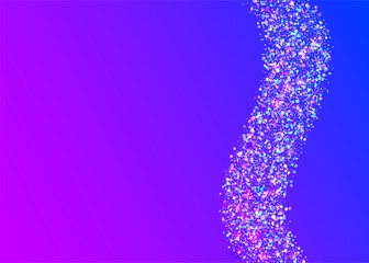Transparent Serpentine. Modern Dust. Blue Happy Tinsel. Glare Texture. Carnaval Background. Festive Sparkle. Digital Poster. Laser Abstract Illustration. Purple Transparent Serpentine