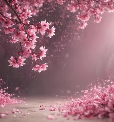 Obraz premium Abstract pink sakura petals swirling in a dreamy, ethereal background , atmosphere, background