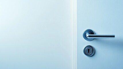 Modern Door Handle and Keyhole on a Light Blue Door
