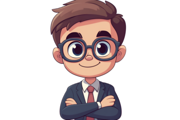 Adorable Anime Businessman Cartoon Portrait