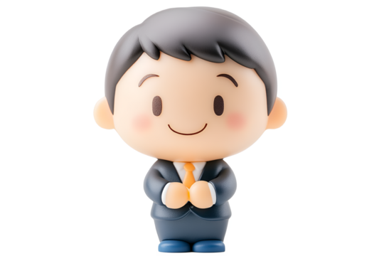 Adorable Anime Businessman Cartoon Character in Suit