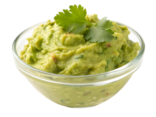 Fresh guacamole in a glass bowl with cilantro garnish a healthy and delicious avocado dip recipe