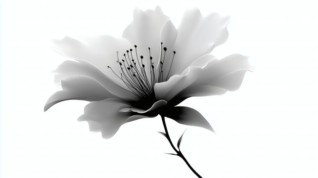 Ilustraci&oacute;n art&iacute;stica en blanco y negro de una flor estilizada