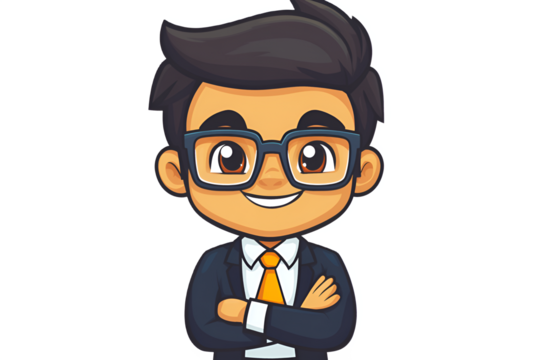 Adorable Anime Business Mascot Illustration Smart Office Worker
