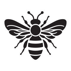 Black Silhouette Bee Insect Illustration Vector Art Design Template
